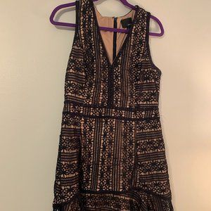 Navy blue and tan dress
